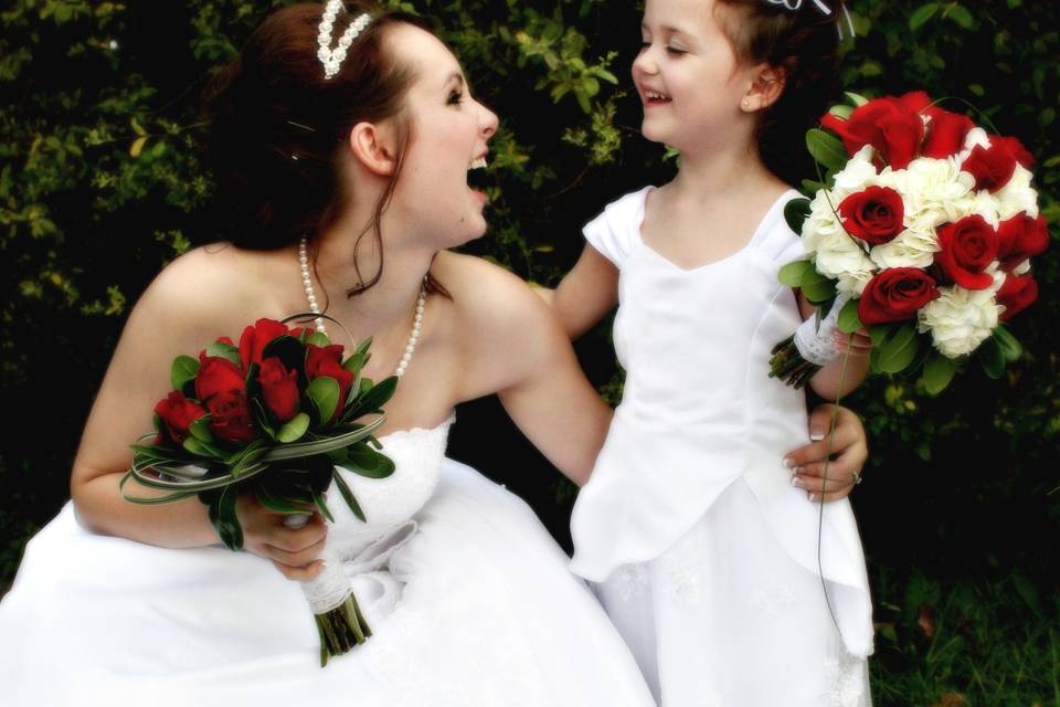 Bride her flower girl