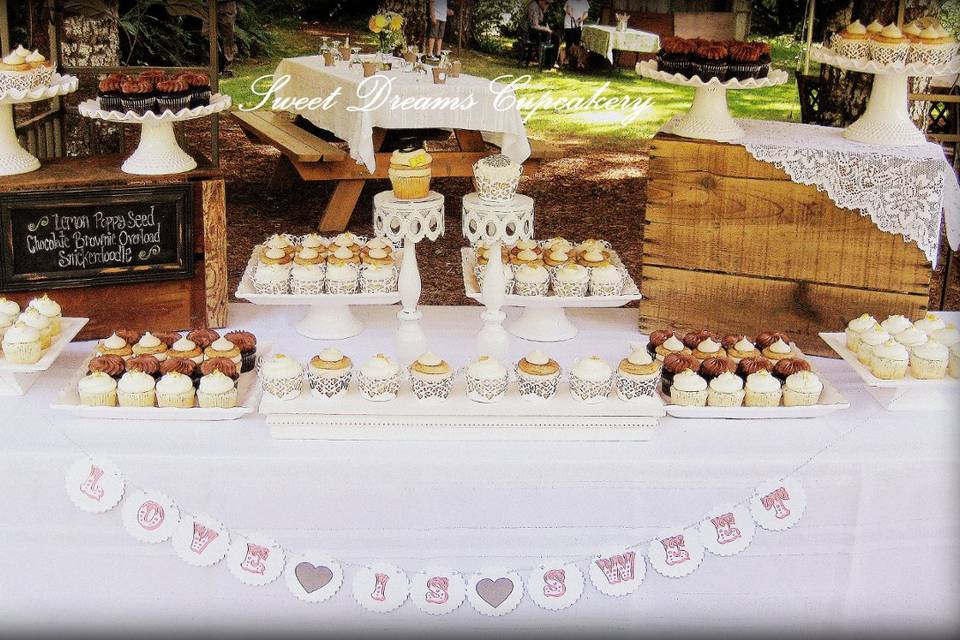 Rustic Elegance~Wedding Cupcake dessert table, with custom 