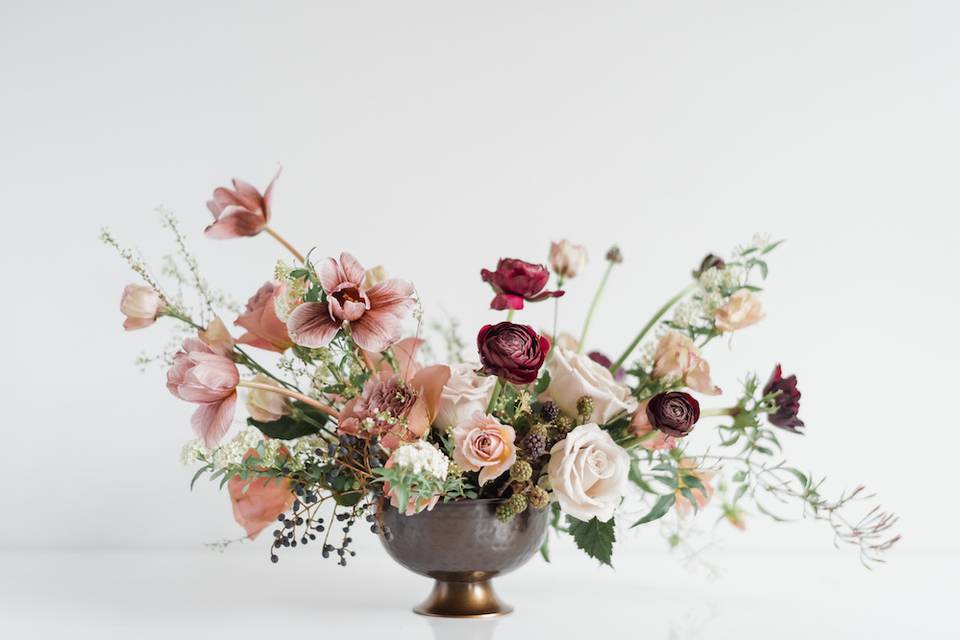 Burgundy centerpiece