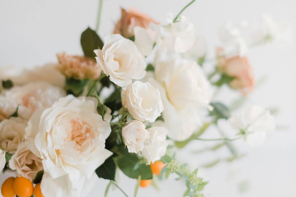 White and orange centerpiece