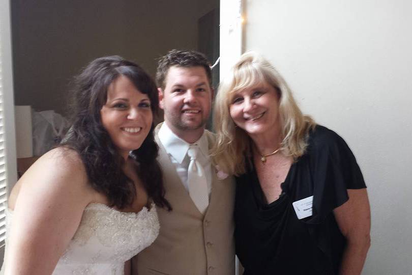 Officiant Elaine with couple
