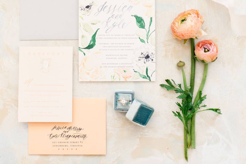 Wedding day invitation styling