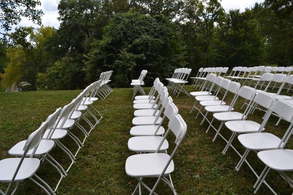 White poly chairs