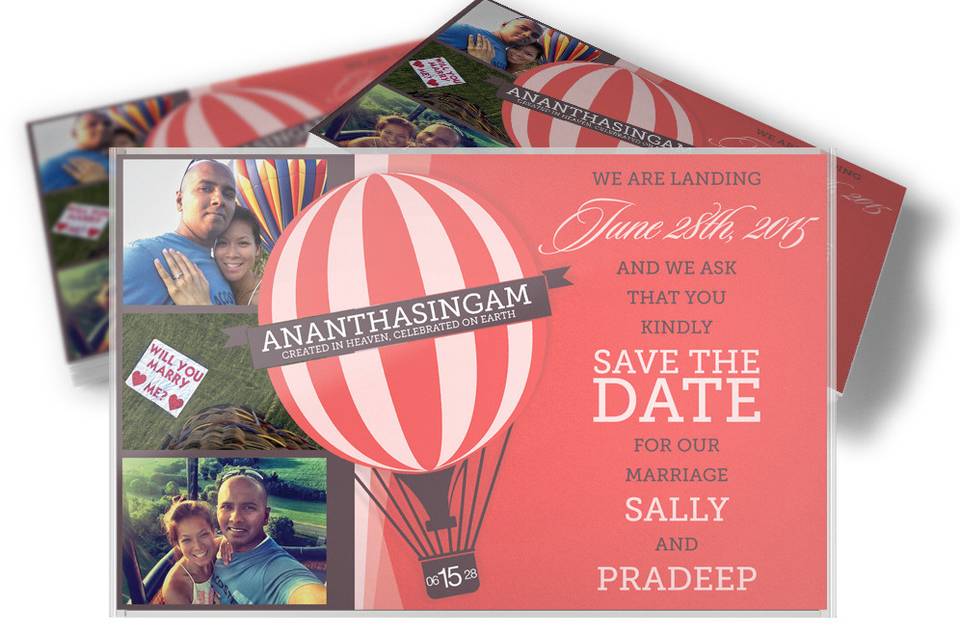 Size does matter! Our magnet works and it works big, especially for your family who enjoys putting them on their fridge but not small in size where you can’t read it or gets lost in between the calendars and pics of family. Our magnets are printed on 17pt stock, normal magnets for Save the Dates are printed on 14pt stock which is 35% thinner. Our magnets come with blank white envelopes. We also provide our magnets as a 4? x 3? in size. Each design is custom to you and your partner and your Big Day! Custom designed envelopes also available.