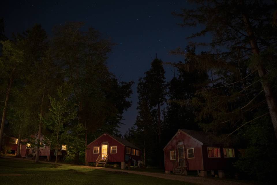 Cabins at night