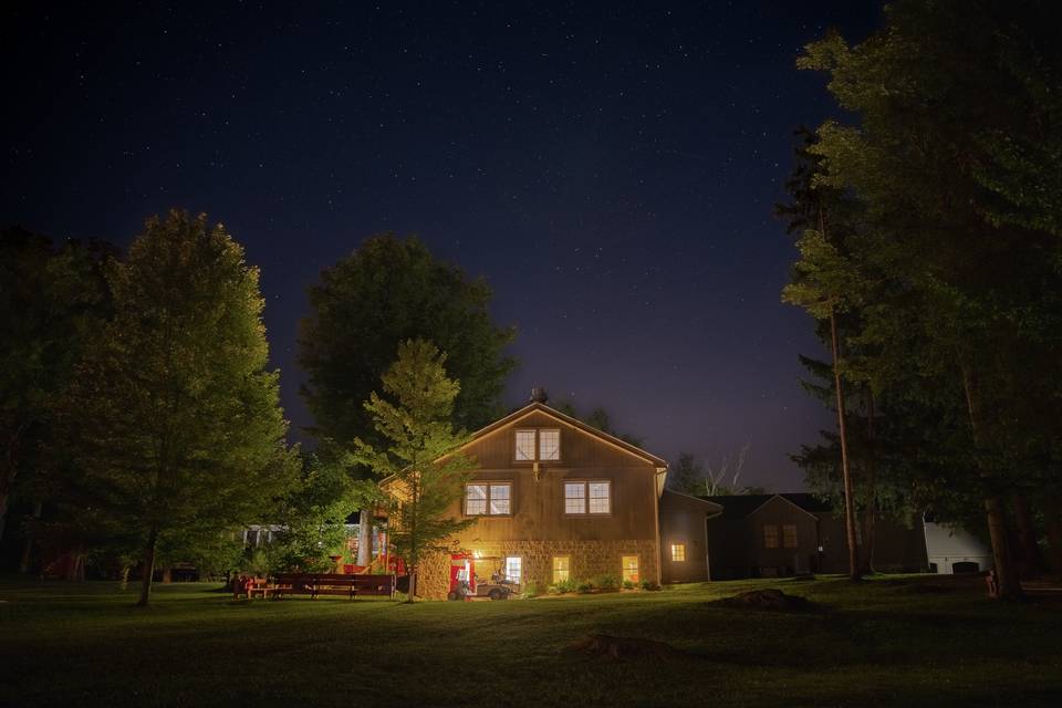 Main lodge at night