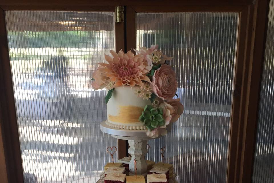 Wedding cake and petit fours