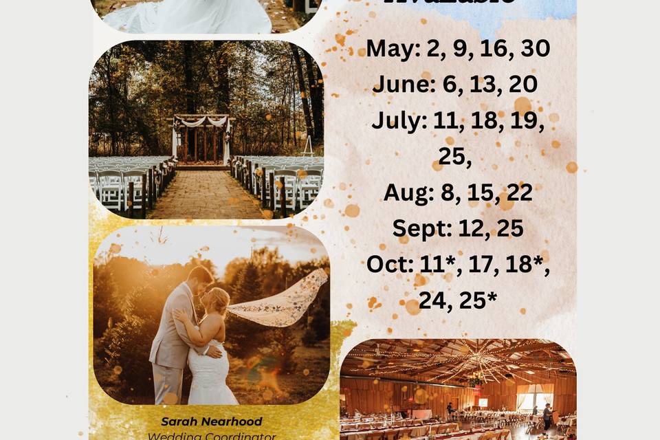We have dates available 2025