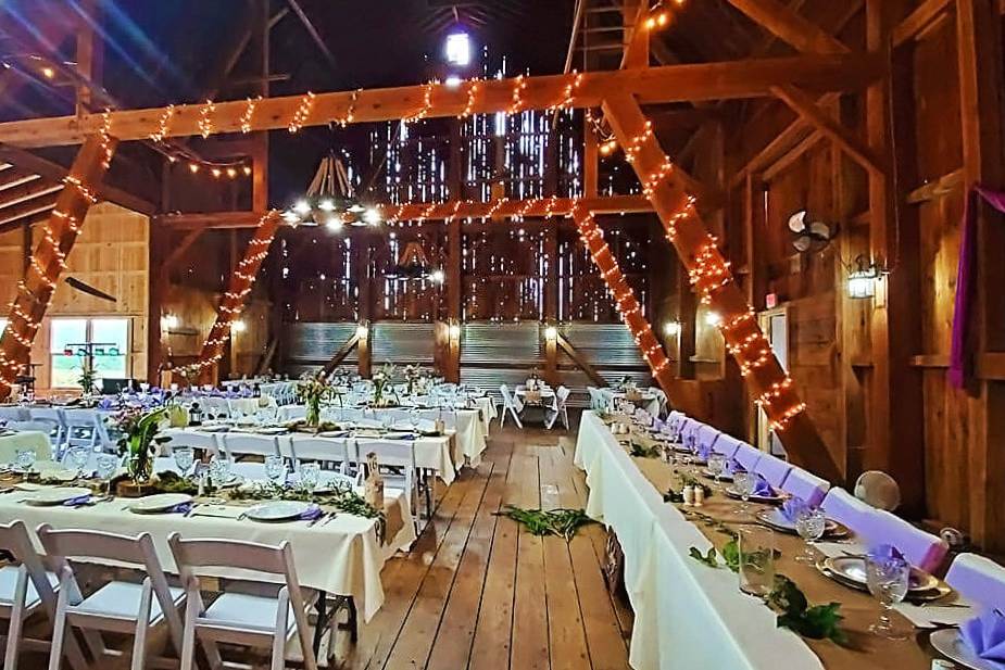 Barn wedding reception