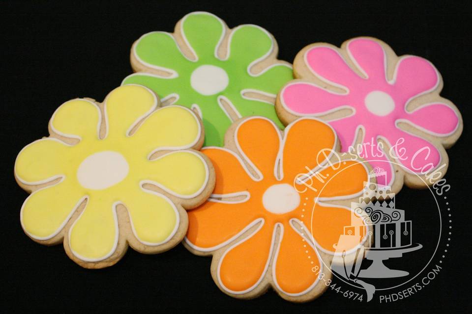 whimsical flower cookie favors