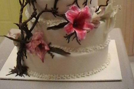 Oriental Lily Cake made for a vegan couple by Queen Anne's Lace Cakes