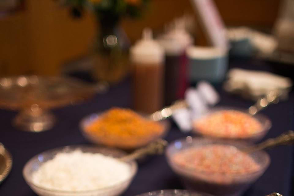 Close up of toppings bar