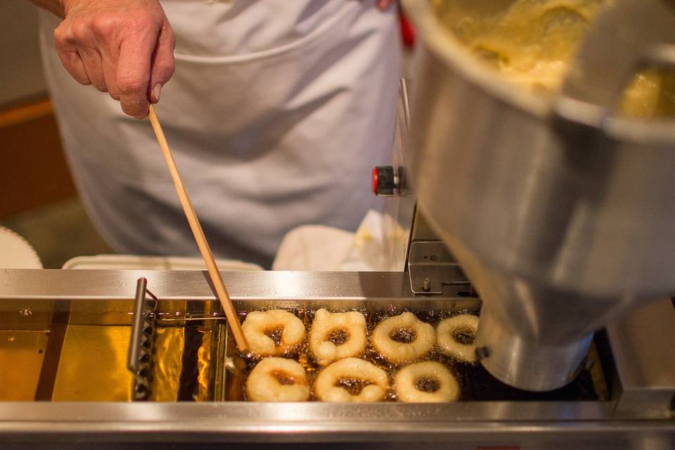 Mini donuts cooking