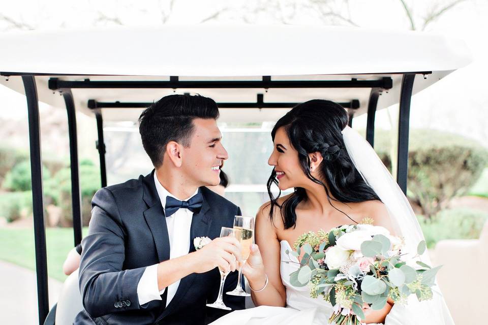 Couple on a golf cart