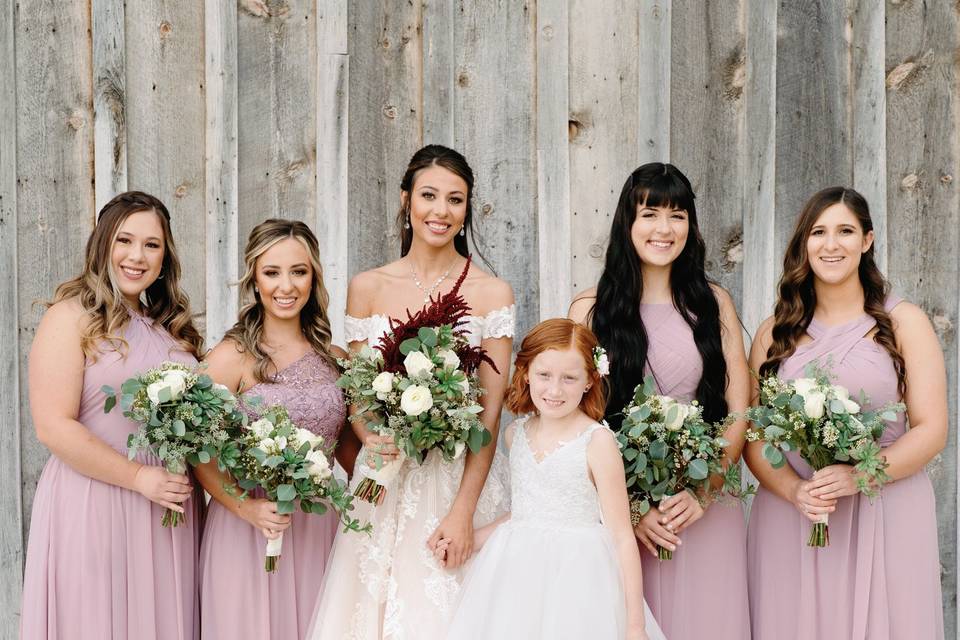 Bridal party and flower girl