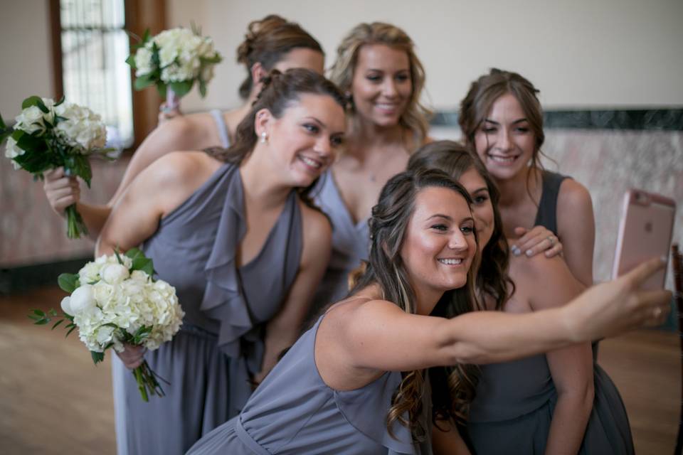 The bride with her bridesmaids