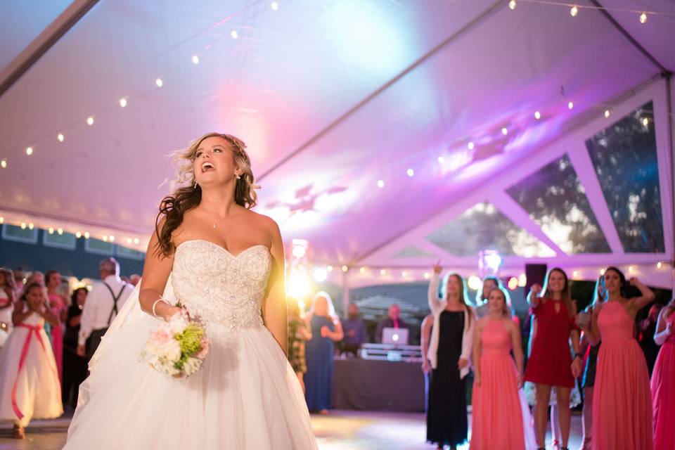 The bride holding her bouquet