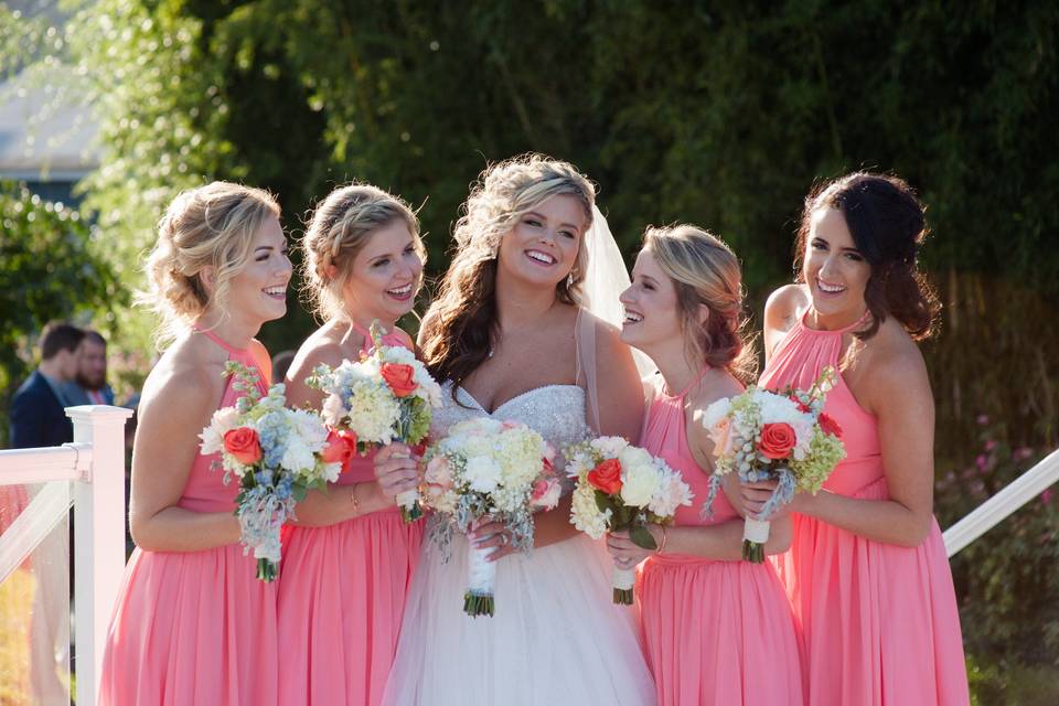 The bride with her bridesmaids