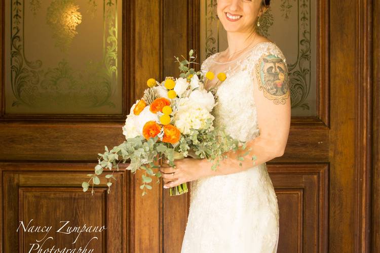 Bride inside the mansion