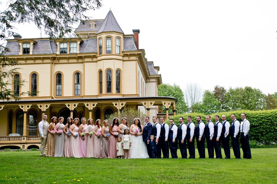 Wedding Party on the lawn