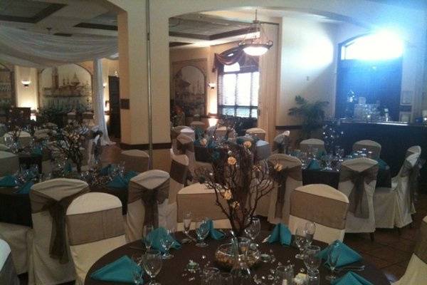 Table setup with centerpiece