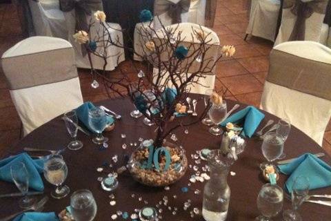 Table setup with centerpiece