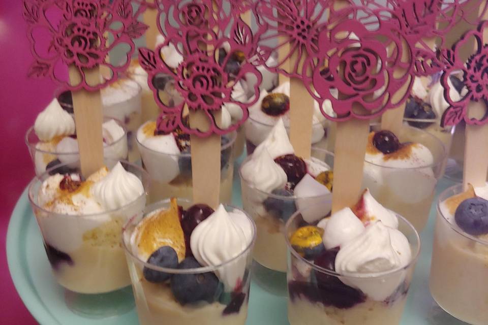 Tres leches with blueberry curd