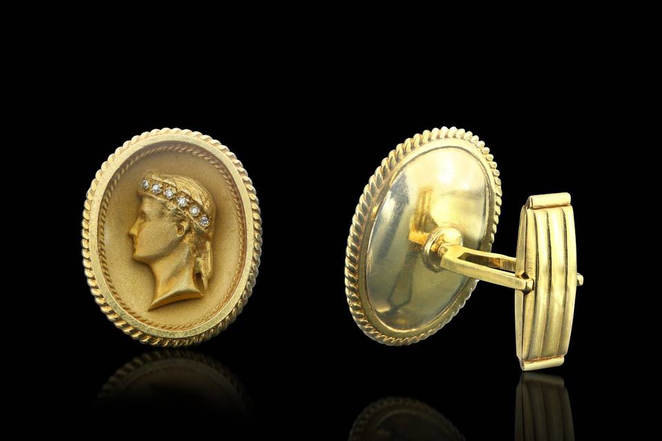 Gold & Diamond Cuff Links