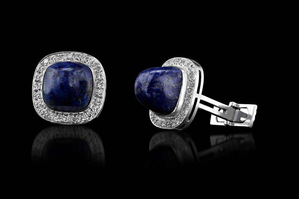 Diamond & Lapis Cuff Links