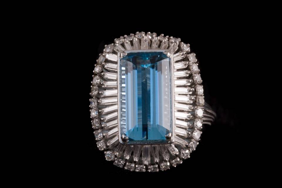 Aquamarine & Diamond Ring