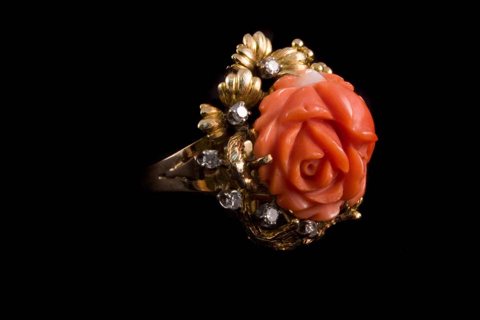 Coral Floral Ring