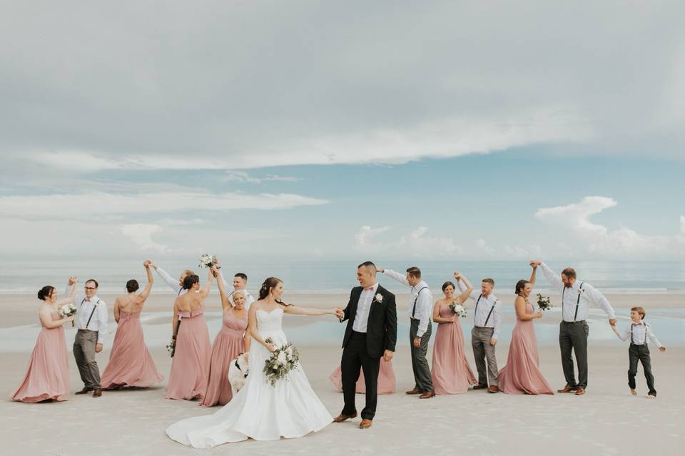 Wedding party on the beach