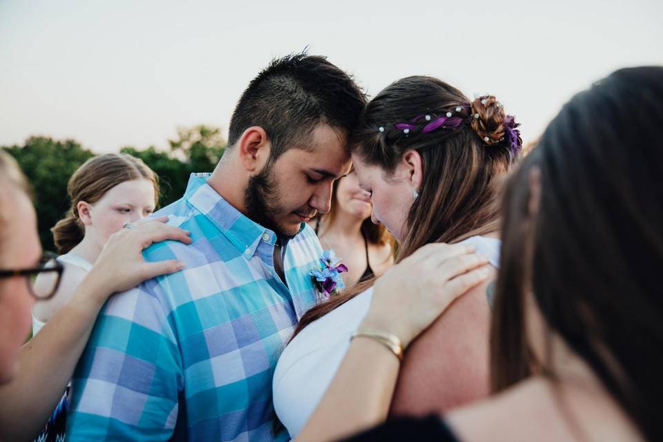 Newly married bride and groom