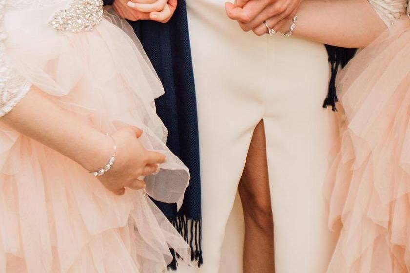 Bride with flower girls