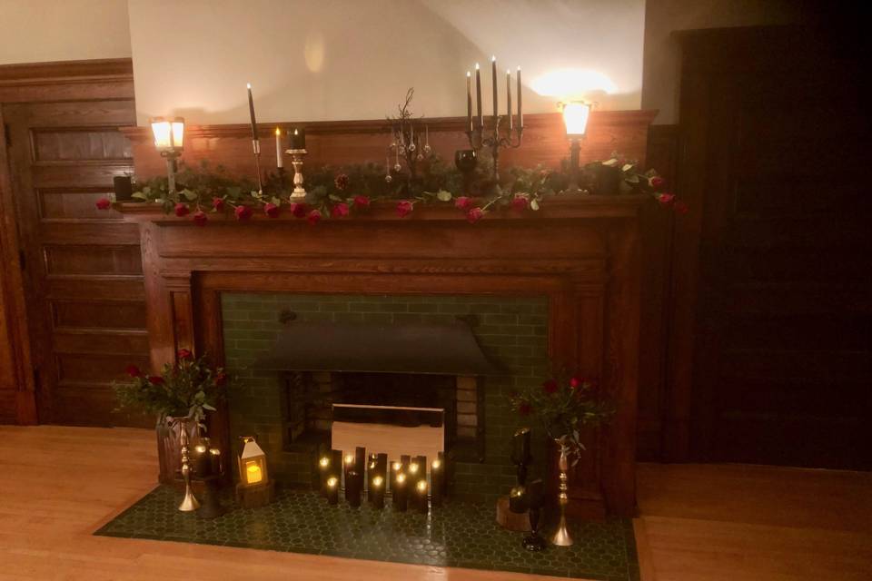 Fireplace and candles