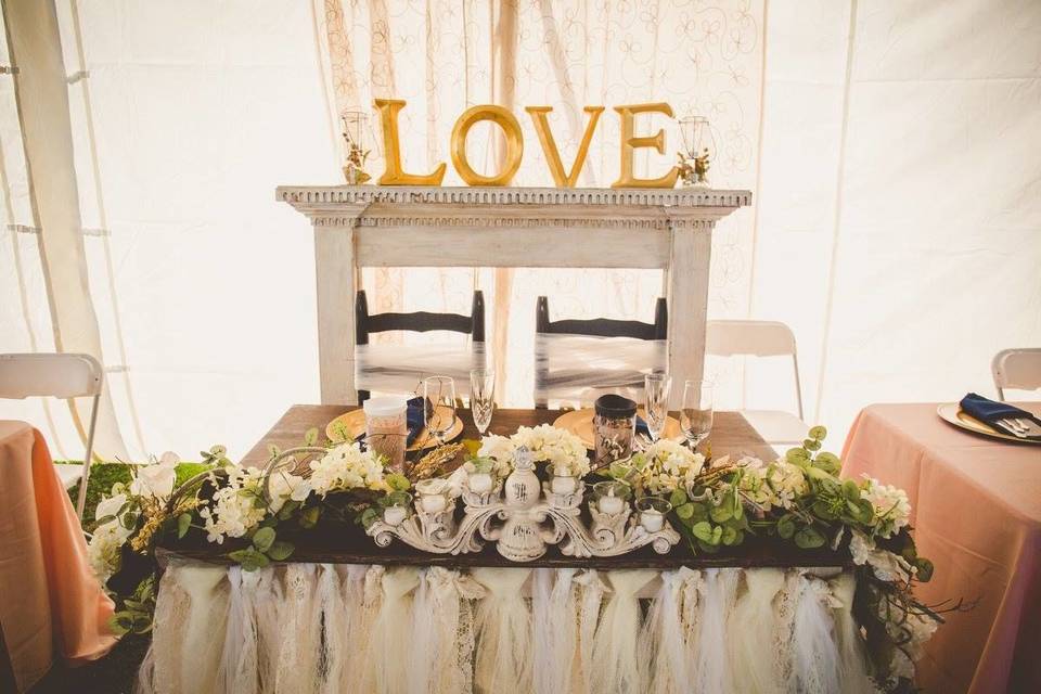 Table setup for the newlyweds