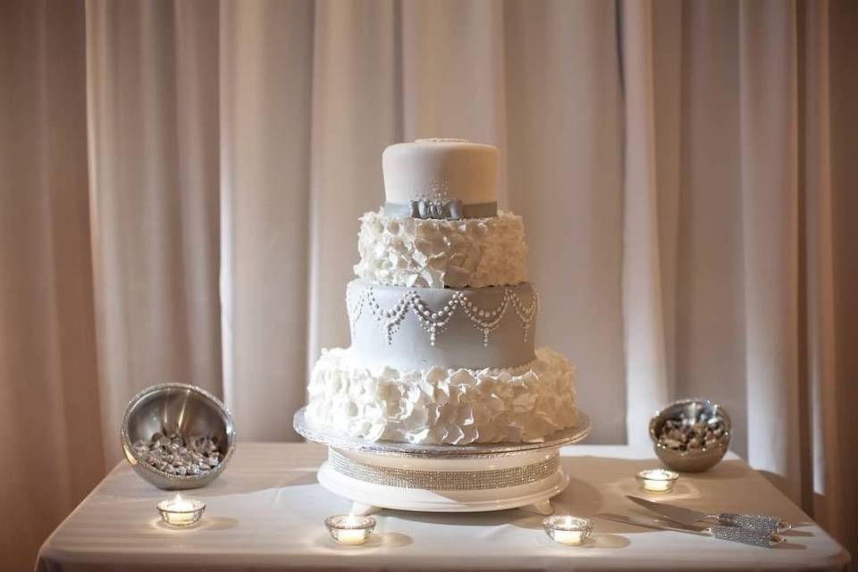 Multiple layered wedding cake