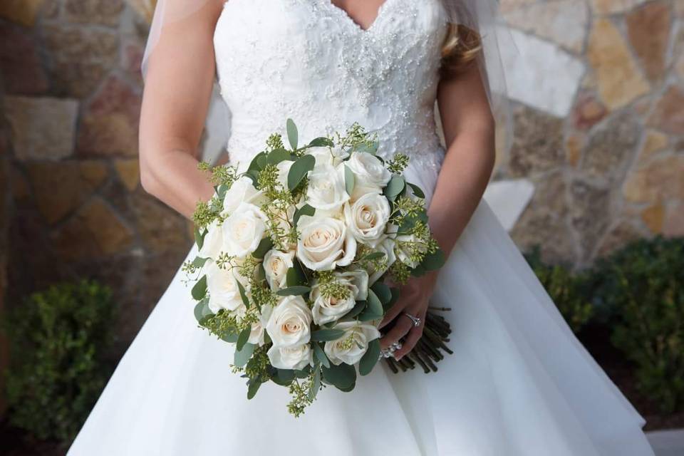 White rose bridal bouquet