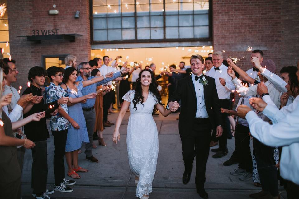 Bride and groom sendoff
