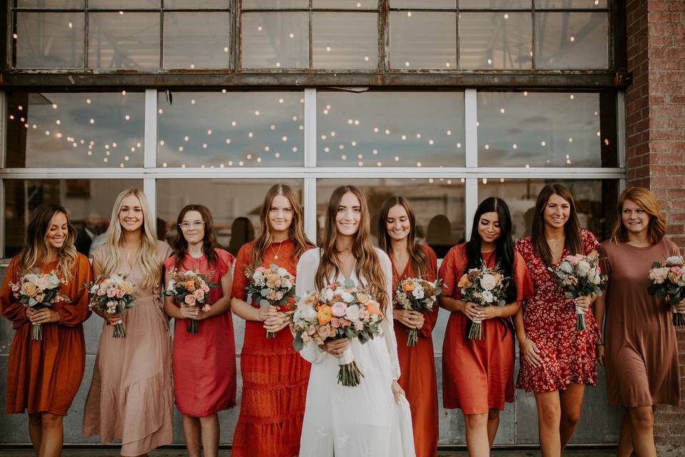 Bride plus bridesmaids