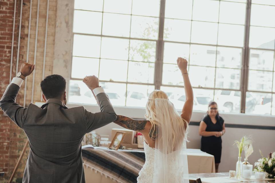 Couple dancing in the space