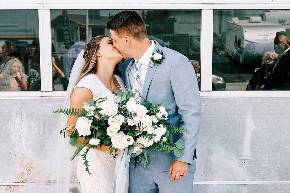 Couple posed in the front