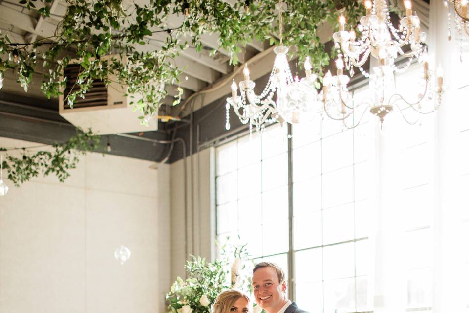 Bride and groom posing