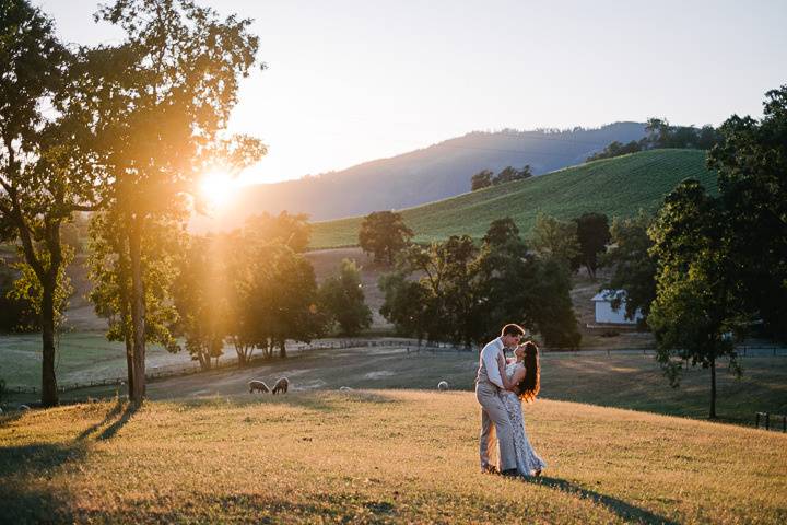 Sunset portrait in field