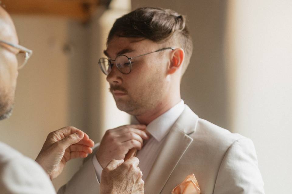 Groom getting ready