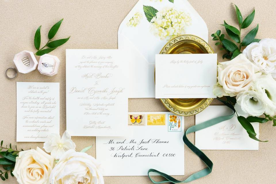 Gold engraving invitation