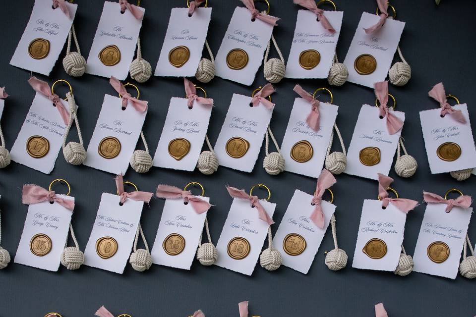 Wax seal favor escort cards