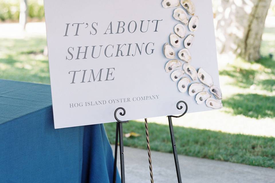 Oyster wedding sign