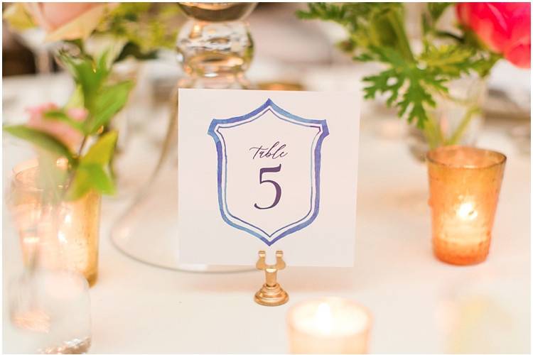 Watercolor Crest Table Number
