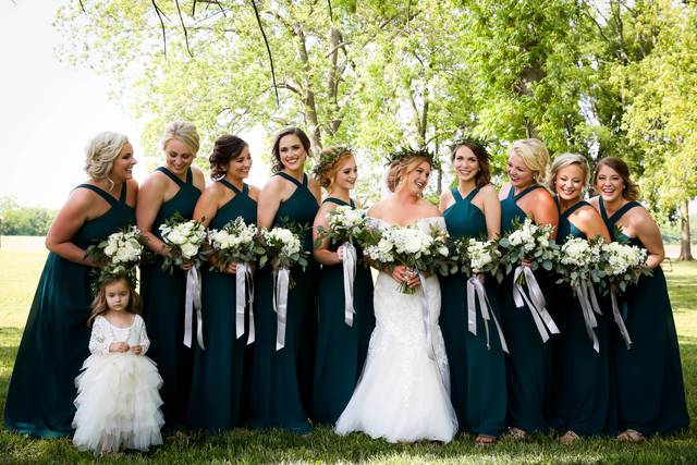The bride and her bridesmaids